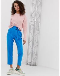 Miss Selfridge Paperbag Trousers With Belt In Blue