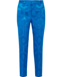 Isabel Marant Syd Satin Jacquard Tapered Pants Bright Blue