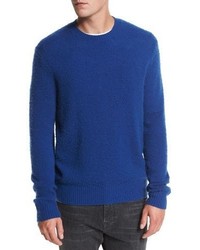Vince Textured Wool Cashmere Crewneck Sweater Cobalt