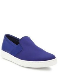Blue Textured Slip-on Sneakers