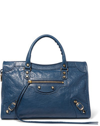 Balenciaga Classic City Small Textured Leather Tote Blue