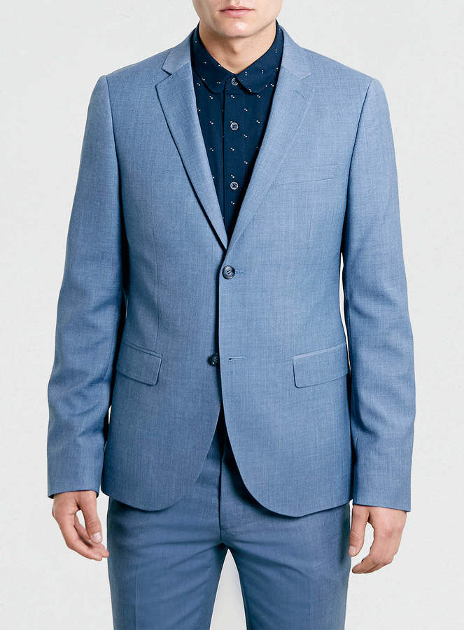 Topman Blue Skinny Suit Jacket, $300 | Topman | Lookastic