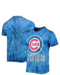 STITCHES Royal Chicago Cubs Spider Tie Dye T Shirt