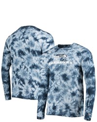 New Era College Navy Seattle Seahawks Tie Dye Long Sleeve T Shirt