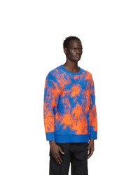Li-Ning Blue And Orange Faux Mohair Sweater