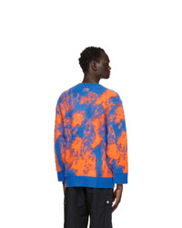 Li-Ning Blue And Orange Faux Mohair Sweater