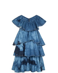 Blue Tie-Dye Swing Dress