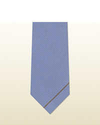 Gucci Sky Blue Silk Tie With Jacquard Web Stripe