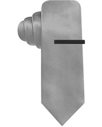 Alfani Red Stripe Solid Reversible Skinny Tie