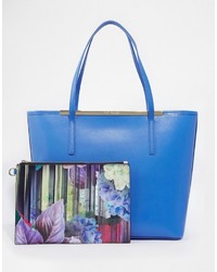 Ted Baker Crosshatch Shopper With Printed Lining Removable Pouch