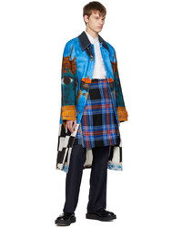 Charles Jeffrey Loverboy Blue Airbrushed Trench Coat