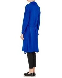 Ji Oh Silk Trench Coat Blue