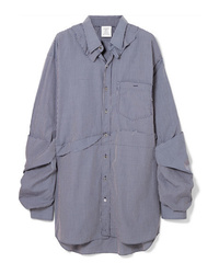 Vetements Oversized Distressed Checked Cotton Poplin Shirt
