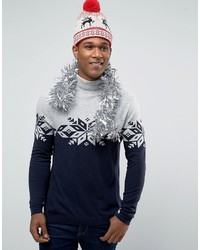 Asos Holidays Roll Neck Sweater With Cashmere