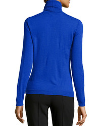 Lafayette 148 New York Wool Turtleneck Sweater Electric Blue
