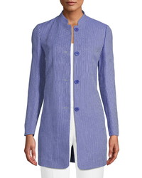 Anne Klein Cotton Blend Tweed Nehru Jacket