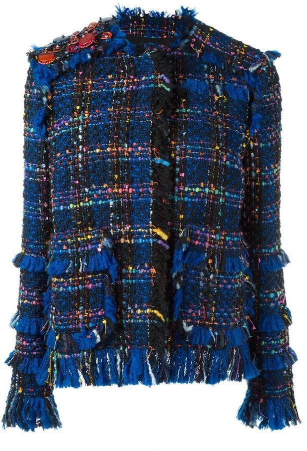 MSGM Fringed Tweed Jacket, $910 | farfetch.com | Lookastic