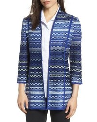Ming Wang Stripe Jacquard Sweater Jacket