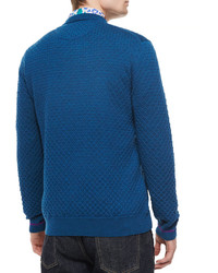 Robert Graham Bagley Textured V Neck Sweater Teal