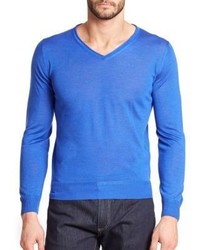 Canali Cashmere Silk V Neck Sweater