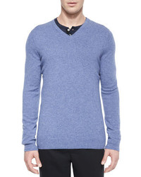 Vince Cashmere V Neck Sweater Light Blue