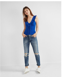 Express Corset Front Double V Neck Sweater