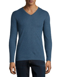 Majestic Cottoncashmere V Neck Sweater Blue