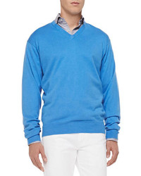 Peter Millar Cottoncashmere V Neck Sweater Mini Check Sport Shirt 5 Pocket Stretch Cotton Trousers