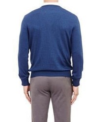 Barneys New York Fine Gauge Knit Sweater Blue