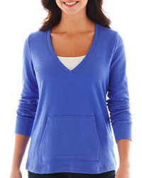 Liz Claiborne Long Sleeve V Neck Sweatshirt Tall