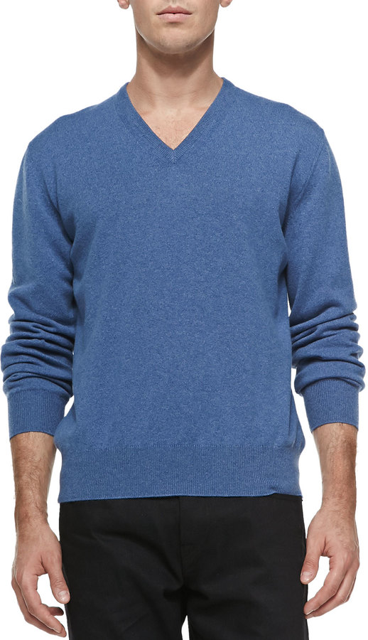 Loro Piana Baby Cashmere V Neck Sweater Denim Blue | Where to buy & how ...
