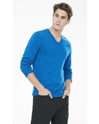 Express Marled Merino Wool V Neck Sweater