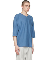 Homme Plissé Issey Miyake Blue Cotton Linen T Shirt