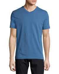 Armani Collezioni Jersey V Neck T Shirt Blue