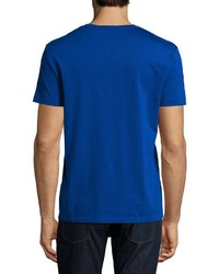 Burberry Lindon Cotton V Neck T Shirt Royal Blue