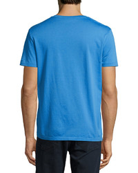 Burberry Lindon Cotton V Neck T Shirt Slate