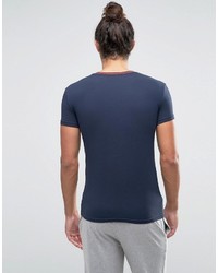 Emporio Armani Muscle Fit T Shirt In V Neck With Contrast Cuffs