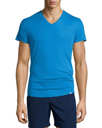 Orlebar Brown Short Sleeve V Neck T Shirt Butterfly Blue