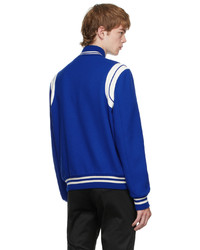 Saint Laurent Blue Virgin Wool Teddy Bomber Jacket