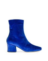 Blue Velvet Ankle Boots