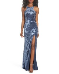 Blue Velvet Evening Dress