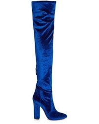 Blue Velvet Over The Knee Boots