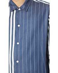 TOMORROWLAND Rope Striped Indigo Long Sleeve Shirt