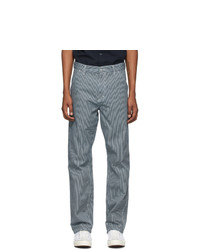 CARHARTT WORK IN PROGRESS Blue And White Striped Single Knee Trousers