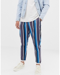 ASOS DESIGN Tapered Trousers In Blue Stripe