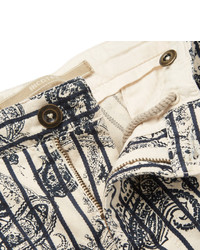 Incotex Printed Linen And Cotton Blend Shorts