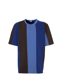 Blue Vertical Striped Crew-neck T-shirt