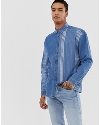 ASOS DESIGN Oversized Vintage Style Stripe Denim Shirt