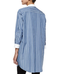 Atm Long Sleeve Striped Boyfriend Shirt