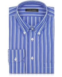 Forzieri Blue And White Striped Button Down Shirt
